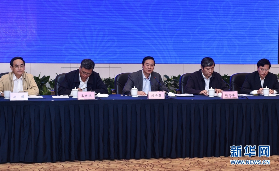 5月12日，中宣部在深圳召開以新發(fā)展理念引領(lǐng)文化改革發(fā)展座談會(huì)。中共中央政治局委員、中央書記處書記、中宣部部長劉奇葆出席會(huì)議并講話。新華社記者 毛思倩 攝