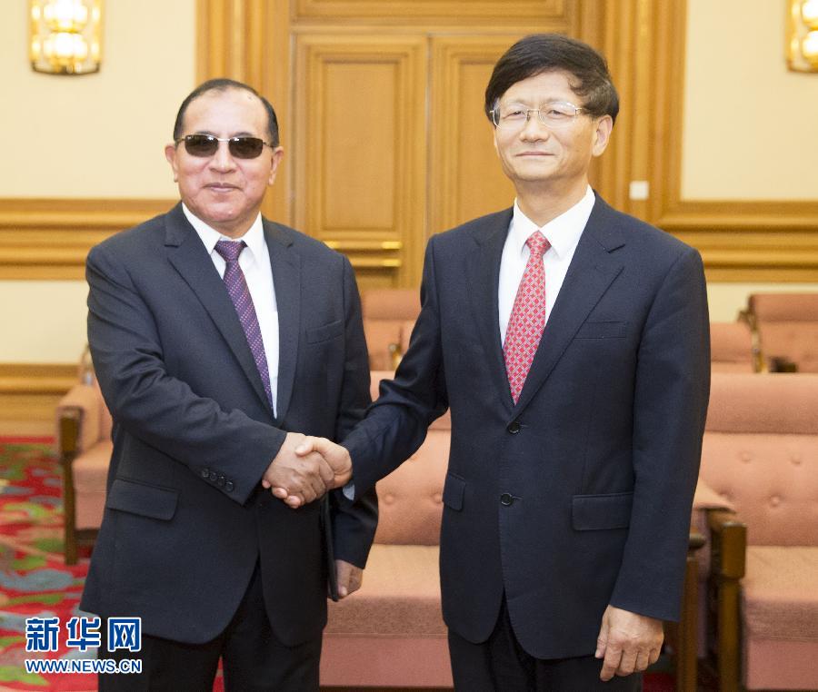 9月5日，中共中央政治局委員、中央政法委書記孟建柱在北京會(huì)見秘魯最高法院院長(zhǎng)維克托&middot;盧卡斯&middot;蒂科納。 新華社記者 黃敬文 攝 