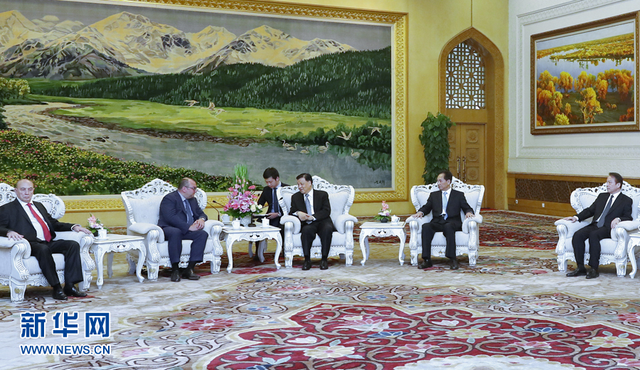 6月7日，中共中央政治局常委、中央書記處書記劉云山在北京會(huì)見金磚國(guó)家媒體高端論壇的媒體代表。新華社記者 鞠鵬 攝