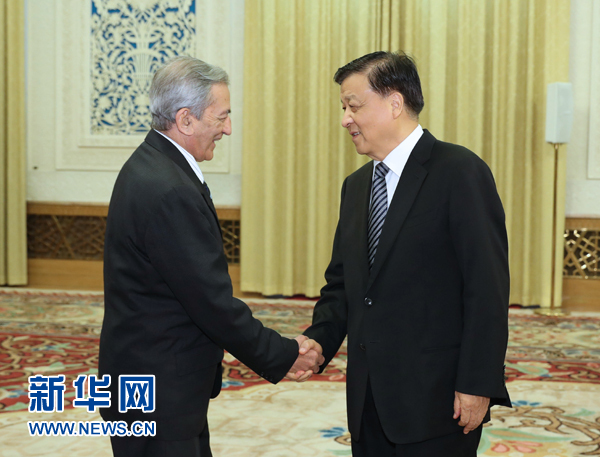 6月21日，中共中央政治局常委、中央書記處書記劉云山在北京會見古共中央書記處書記、國際關(guān)系部部長巴拉格爾率領(lǐng)的古巴共產(chǎn)黨代表團。新華社記者馬占成攝