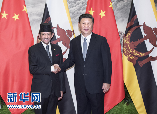 9月13日，國家主席習(xí)近平在北京人民大會堂同文萊蘇丹哈桑納爾舉行會談。 新華社記者 李濤 攝