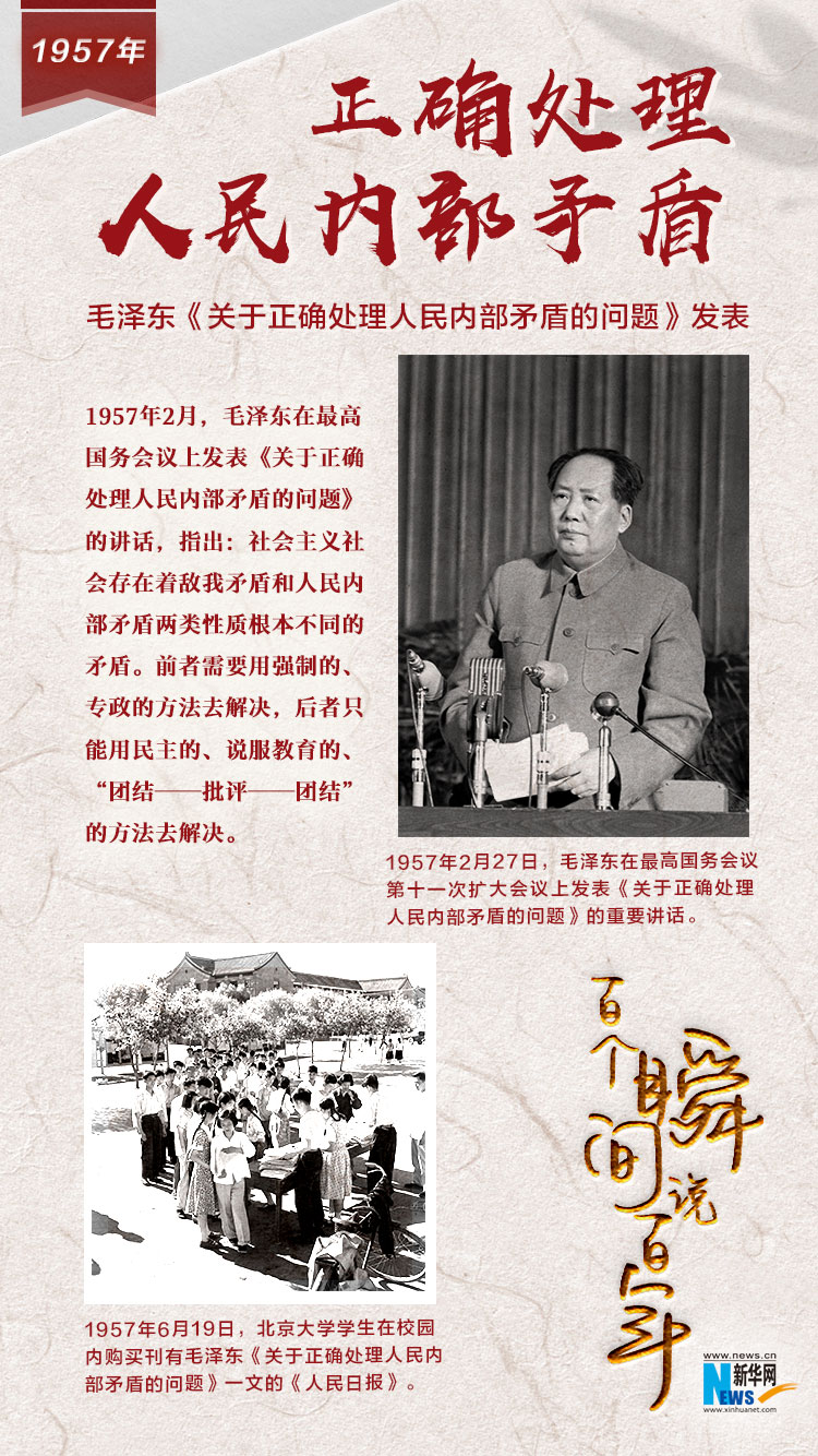 1957，正確處理人民內(nèi)部矛盾