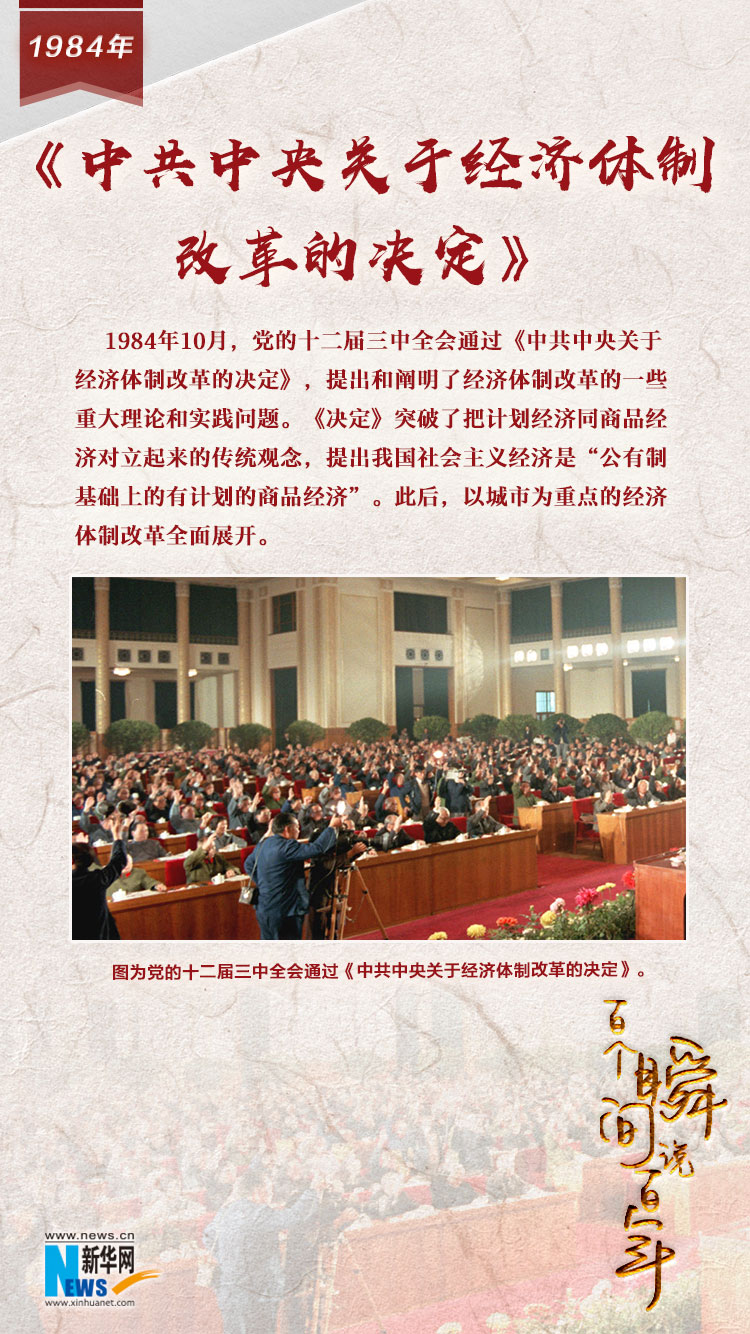 1984，《中共中央關(guān)于經(jīng)濟體制改革的決定》
