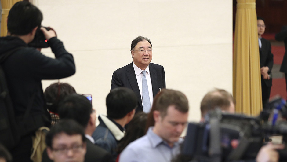 馬曉偉步入&ldquo;部長通道&rdquo;，準(zhǔn)備接受采訪