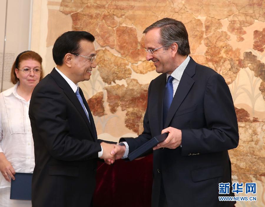 6月21日，國務院總理李克強與希臘總理薩馬拉斯共同出席希臘伊拉克利翁博物館新館開館儀式并發(fā)表講話。 新華社記者 龐興雷 攝