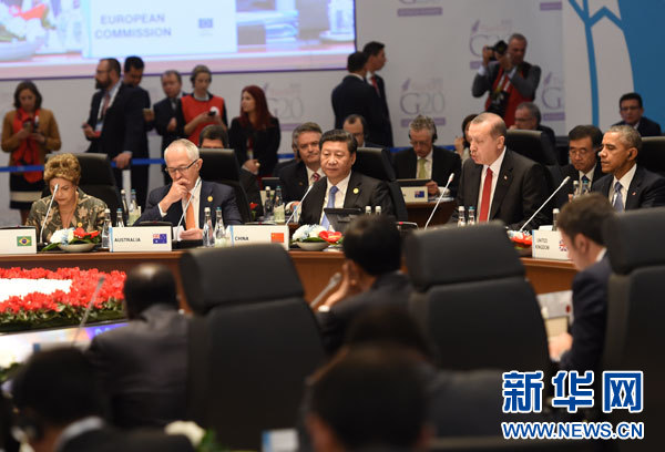 11月15日，國家主席習近平在土耳其安塔利亞出席二十國集團領導人第十次峰會第一階段會議。 新華社記者李學仁攝 