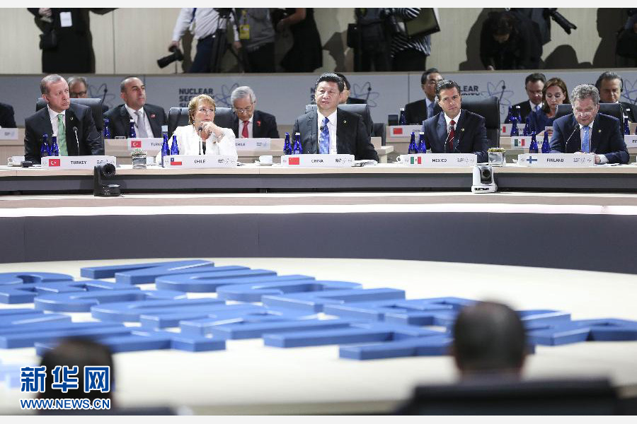 4月1日，第四屆核安全峰會在美國首都華盛頓舉行。國家主席習近平出席并發(fā)表題為《加強國際核安全體系，推進全球核安全治理》的重要講話。新華社記者蘭紅光攝
