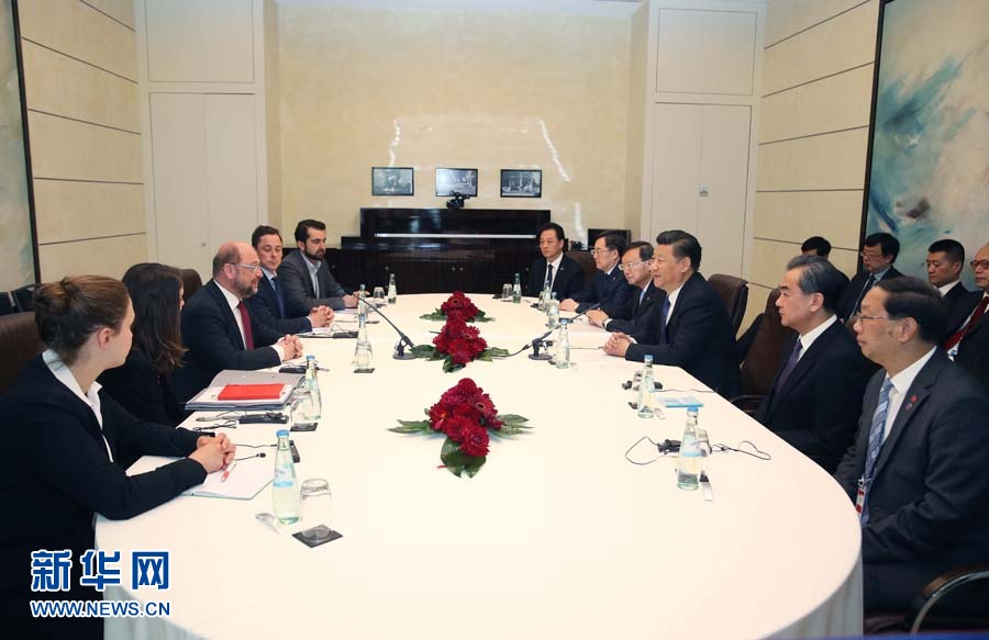 7月6日，國家主席習(xí)近平在柏林會(huì)見德國社會(huì)民主黨主席舒爾茨。新華社記者 姚大偉 攝