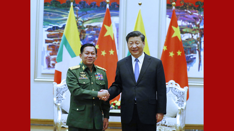 習(xí)近平會(huì)見緬甸國(guó)防軍總司令敏昂萊